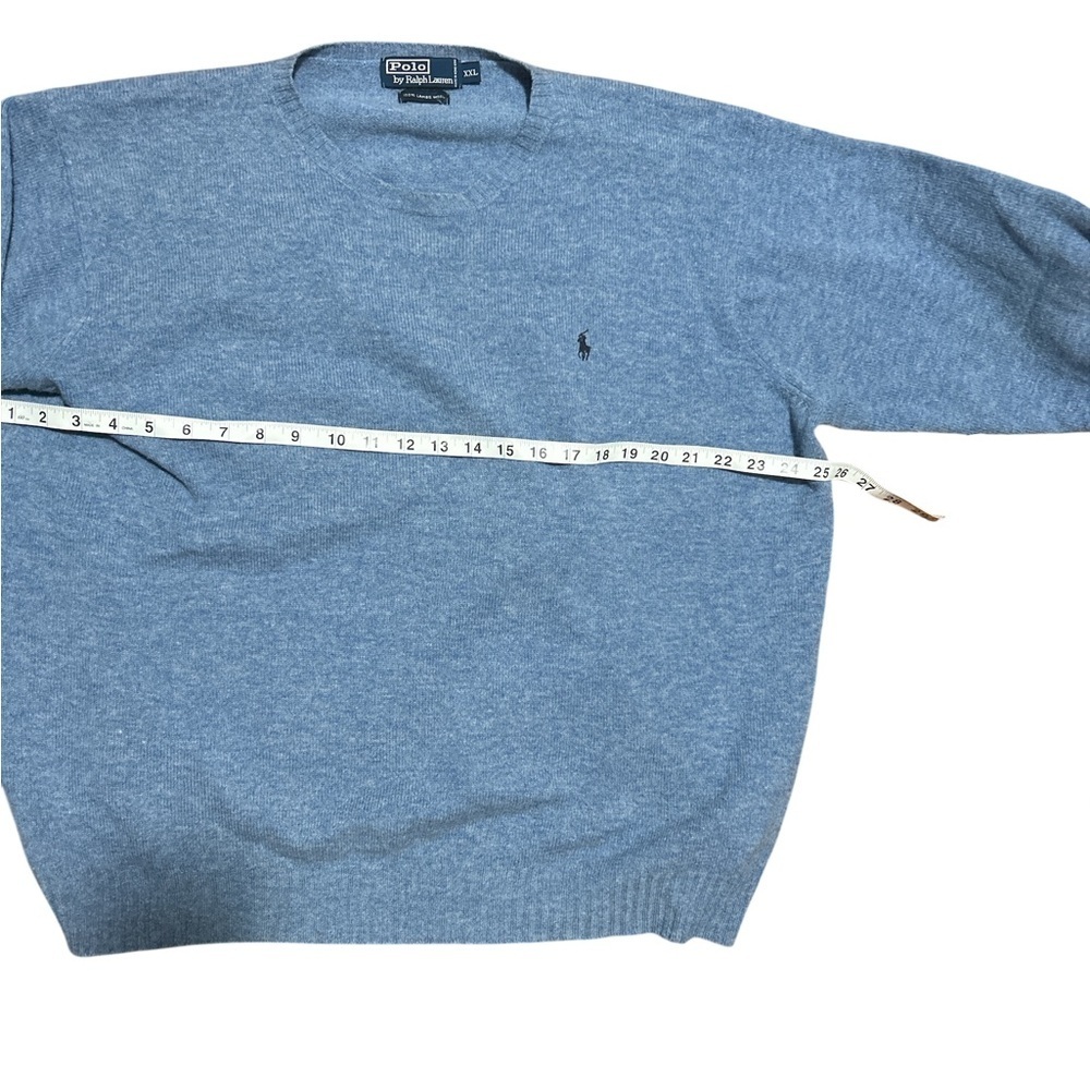 Polo Ralph Lauren Lambswool Sweater XXL Blue Crewneck Classic Pony Logo Men - Picture 7 of 8
